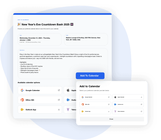 CalendarTap add to calendar options